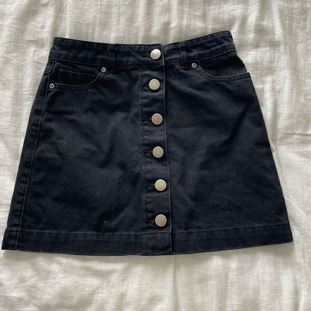 Forever 21 Black Button Denim Skirt